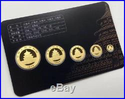2019 China Panda 1g, 3g, 8g, 15g, 30g Gold Coins Set, Total57g