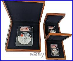 2019 China Panda Moon Festival KILO & 1oz Silver. 999 Coins NGC PF70 3 Piece Set