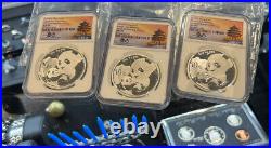 2019 China S10Y Panda First Releases MS70, Signed Tong Fang LOC13 3 Coin Set