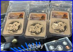 2019 China S10Y Panda First Releases MS70, Signed Tong Fang LOC13 3 Coin Set