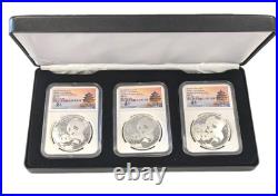 2019 (G) (S) (Y) 10Y-30g-FR-Chinese Silver Panda 3 Coin Set NGC MS70 TONG FANG 2019 (G) (S) (Y) 10Y-30g-FR-Chinese Silver Panda 3 Coin Set NGC MS70 TONG FANG