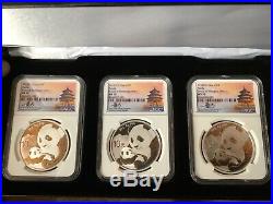 2019 NGC MS70 3 Coin Set from 3 Chinese Mints, Signed, Limited Release First Yr