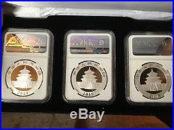 2019 NGC MS70 3 Coin Set from 3 Chinese Mints, Signed, Limited Release First Yr