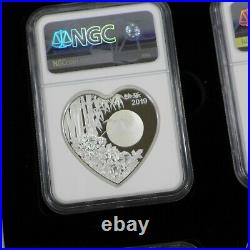 2019 Valentine Bamboo Panda Heart Shaped Silver & Gold NGC PF 70 UCAM 4 Coin Set