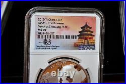 2019 (s) (y) (g) China Silver Panda 3-coin Set, Ngc Ms 70 Fr, Tong Fang Sig