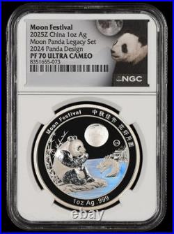 2020-2024 China 1 oz Silver Moon Festival Panda 5 Coin Legacy Set NGC PF70