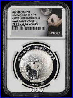 2020-2024 China 1 oz Silver Moon Festival Panda 5 Coin Legacy Set NGC PF70