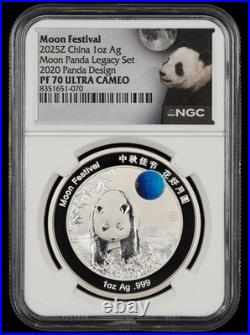 2020-2024 China 1 oz Silver Moon Festival Panda 5 Coin Legacy Set NGC PF70
