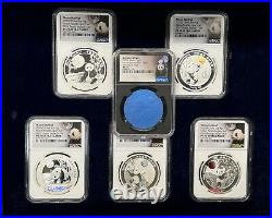 2020 China 1 oz Silver Moon Festival Panda 5 Coin Legacy Set NGC PF70 U. Cameo