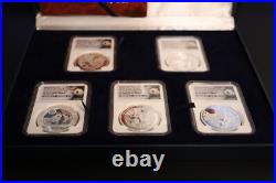 2020 China 1 oz Silver Moon Festival Panda 5 Coin Legacy Set NGC PF70 U. Cameo