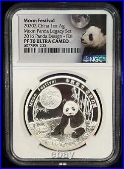 2020 China 1 oz Silver Moon Festival Panda 5 Coin Legacy Set NGC PF70 U. Cameo