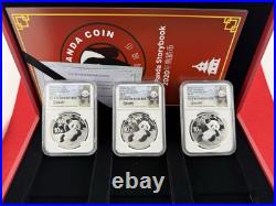 2020 China Panda 3 Coin. 999 Silver Set MS70 Song Lina Signed in OGP with COA