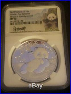 2020 China Panda 3PC Set MS70 First Release Signed by Designer Song Lina