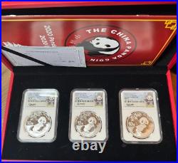 2020 China Panda Coin Series 3 Coin Set MS70 Song Lina Signed, in OGP with COA