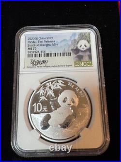 2020 China Panda Coin Series 3 Coin Set MS70 Song Lina Signed, in OGP with COA