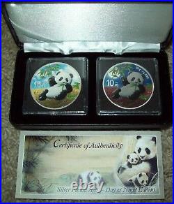 2020 China Panda Day & Night 2 Coin Set RARE 500 Sets 84/500 10 Yuan Silver