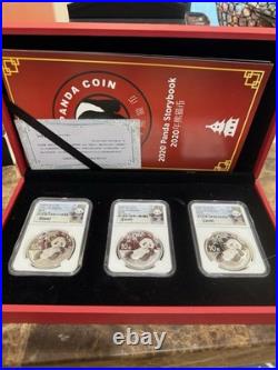 2020 China Panda MS70 First Releases 3-Mint Signed Set