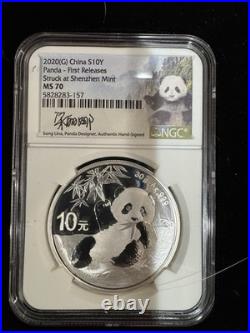 2020 China Panda MS70 First Releases 3-Mint Signed Set
