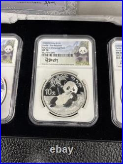 2020 China S10Y Panda Series 3-Coin Set First Releases, NGC MS 70 with Box
