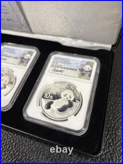 2020 China S10Y Panda Series 3-Coin Set First Releases, NGC MS 70 with Box
