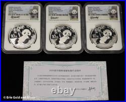 2020 China Silver Panda 3-Coin Set NGC MS 70 Song Lina Signed