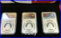 2020 China Silver Panda NGC MS70 3 Coin Set from 3 Chinese Mints, Signed, Lmt Ed