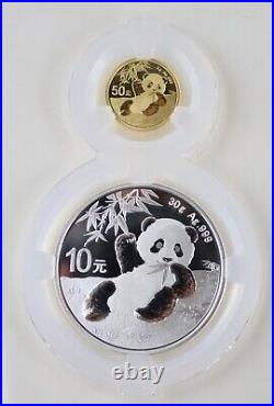 2020 Chinese 3 g gold panda + 30 g silver panda coin set LE of 200000