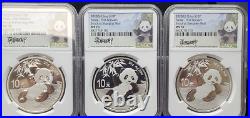 2020 Chinese Panda-First Releases 3 Coin Set 30g. 999 Fine Silver-NGC MS 70