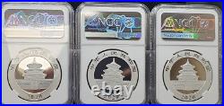 2020 Chinese Panda-First Releases 3 Coin Set 30g. 999 Fine Silver-NGC MS 70