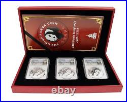 2020 (G) (S) (Y) 10 Yuan 30g. 999 Chinese Silver Panda 3 Coin Mint Set NGC MS70