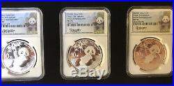 2020 (G) (Y) (S) China PANDA Silver 10Yn 3 Mint Coin Set NGC MS 70 FR SCARCE