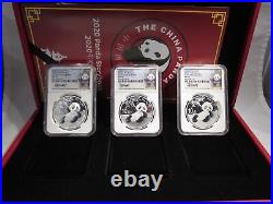 2020 NGC 1st Release Silver Chinese Panda 3 Coin Set in OGP with COA AQ493