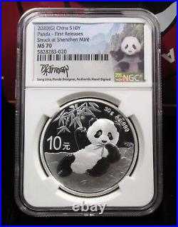 2020 NGC 1st Release Silver Chinese Panda 3 Coin Set in OGP with COA AQ493