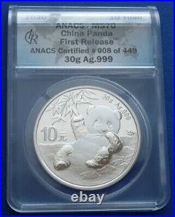 2020 Nat'l Treasures Collection Silver 3-coin Set. Canada China & Us. Anacs Ms70