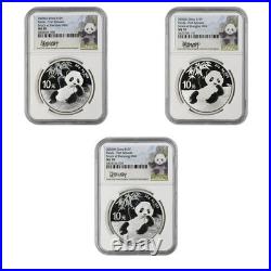 2020-YGS Chinese Silver Panda 3-Coin Set NGC MS-70 First Releases