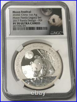 2020 Z China 1oz Silver Moon Festival Panda 5-Coin Legacy Set NGC PF70