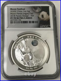2020 Z China 1oz Silver Moon Festival Panda 5-Coin Legacy Set NGC PF70