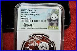 2020 (s) (y) (g) China Silver Panda 3-coin Set Ngc Ms70 Fr Song Lina Signature