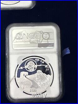 2020Z Moon Festival 1 oz Silver Moon Panda Legacy Set of 5 Coins NGC PF70 Rare