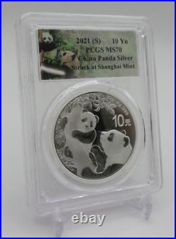 2021 China 30 gr Silver Panda Set PCGS MS70 Struck at Shanghai Mint Z1716