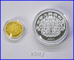 2021 China Gold+Silver Coins Set Chinese Auspicious Culture Zhu Bao Ping An