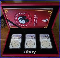 2022 China Panda 10Y silver set NGC MS70 First Releases 40th Anniversary SIGNED