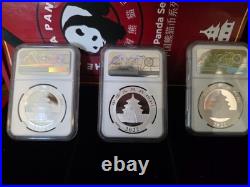 2022 China Panda 10Y silver set NGC MS70 First Releases 40th Anniversary SIGNED