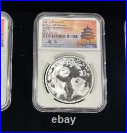 2022 China Silver Panda 3 Coin Box Set NGC MS70 Huang Qin SIGNED Privy Chinese