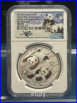 2022 China Silver Panda 3-Coin Set NGC MS70 Signed with COA & Display Box