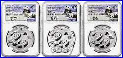 2022 (G) (S) (Y) 10 Yuan 30g. 999 Chinese Silver Panda 3 Coin Mint Set NGC MS70