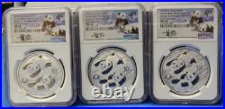 2022 (G) (Y) (S) China 40th anniversary Silver Panda (3 Coin) Set NGC MS70