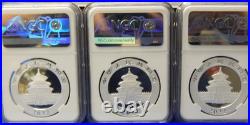 2022 (G) (Y) (S) China 40th anniversary Silver Panda (3 Coin) Set NGC MS70