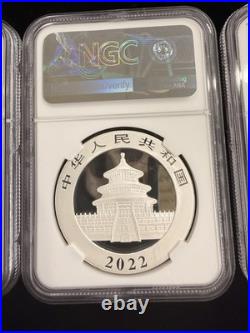 2022 (G) (Y) (S) NGC MS 70 China Silver Panda 3 Coin Box Set Huang Qin SIGNED