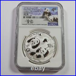 2022 NGC MS70 CHINA 3 Coin Signed 1oz Silver Panda 10 Yuan Set #51764R